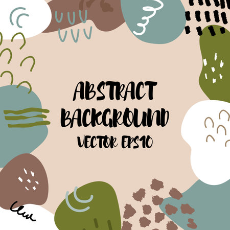 Abstract background in trendy style with botanical and geometric elements, textures. Natural earthy colors.のイラスト素材