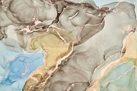 Alcohol ink colors translucent. Abstract multicolored marble texture background. Design wrapping paper, wallpaper. Mixing acrylic paints. Modern fluid art. Alcohol Ink Patternの写真素材