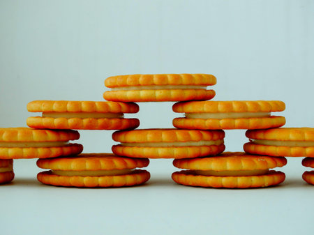 Delicious cookies for breakfast tasty appetite creativeの写真素材