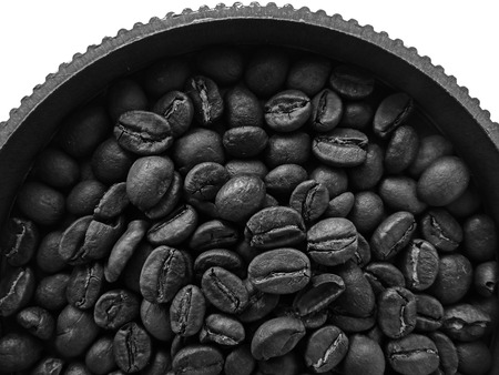 Coffee beans in a pot drink caffeine arabicaの写真素材