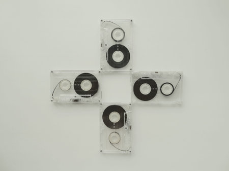 Audio cassettes for recorder 80s 90s 70s retro vintage old music time generation music tapeの写真素材