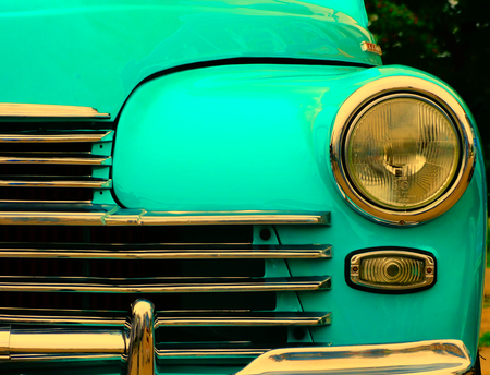 Old retro car on exhibition 40s 50s 60s vintage style time generation rarityの写真素材