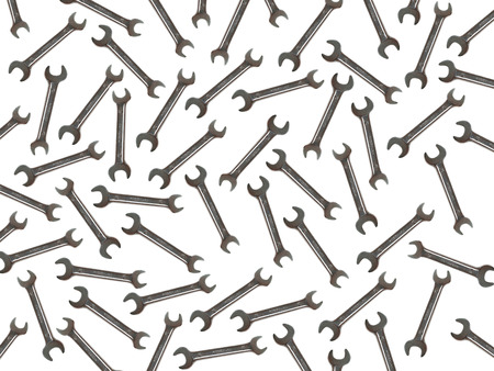 Wrench on a white background repairs tightening wallpaper building construction metal material iron adaptation isolateの写真素材