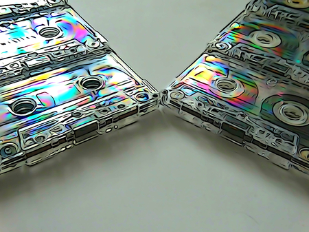 Audio cassettes for recorder 80s 90s 70s retro vintage old musicの写真素材