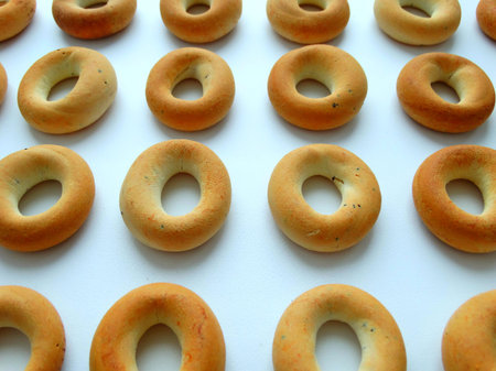 Fresh delicious bagels food baking biscuit nutrition breakfast