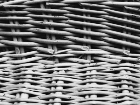 Knitted basket background wallpaper closeup macro texture abstract black white monochromeの写真素材