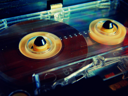 Audio cassettes for recorder 80s 90s 70s retro vintage old music time generation music tape wallpaper background style nostalgia songの写真素材