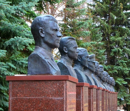 Monuments to war veterans heroes victory courage homeland USSR 9 May fascism Germany Russia deadのeditorial素材