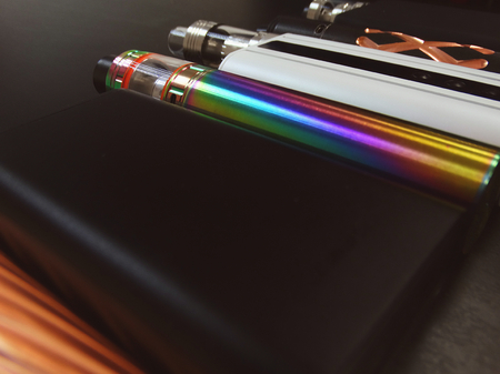 Assortment of electronic cigarettes store device variety vape vaping vapers popular modern style fashion design vaporizer coil trendの写真素材