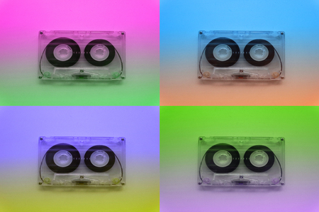 Audio cassettes for recorder 80s 90s 70s retro vintage old music time generation music tape wallpaper background style nostalgia songの写真素材