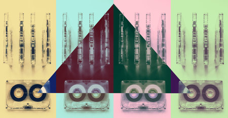 Audio cassettes for recorder 80s 90s 70s retro vintage old music time generation music tape...