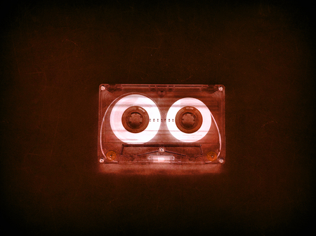 Audio cassettes for recorder 80s 90s 70s retro vintage old music time generation music tape wallpaper background style nostalgia song neon coverの写真素材