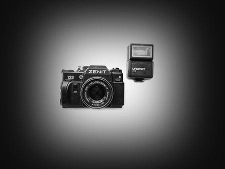 Old camera Zenith vintage style retro background wallpaper photography style design lensのeditorial素材