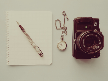 Old camera Zenith vintage style retro background wallpaper photography style design lensのeditorial素材