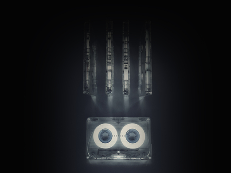 Audio cassettes for recorder 80s 90s 70s retro vintage old music time generation music tape wallpaper background style nostalgia song coverの写真素材