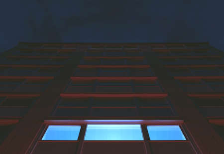 Night in the city wallpaper background texture tone colorful minimalism abstract future architecture building house office illumination neon red blue style modern artの写真素材