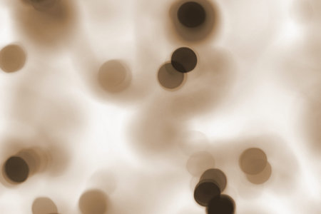 negative bokeh, shades of brown circles on a white background