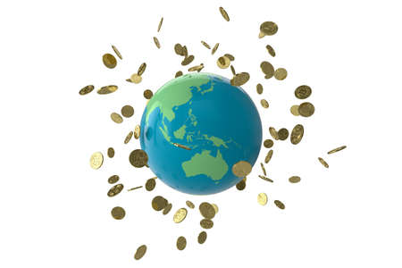 Bitcoin coin globeの写真素材