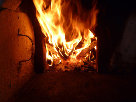 Firewood blaze in stove