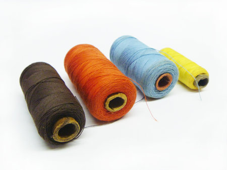 Colour threads on white background