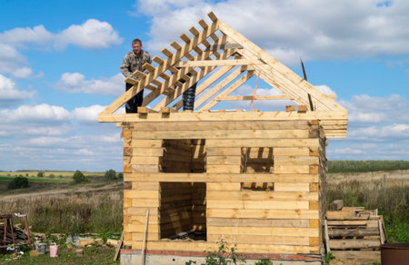 Construction of the wooden premisesesの写真素材