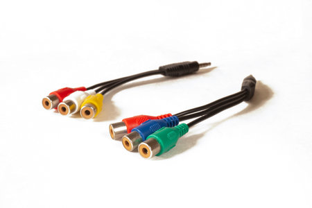 Set of video connectors isolated on white background.Adapter for issue of the video signal from...