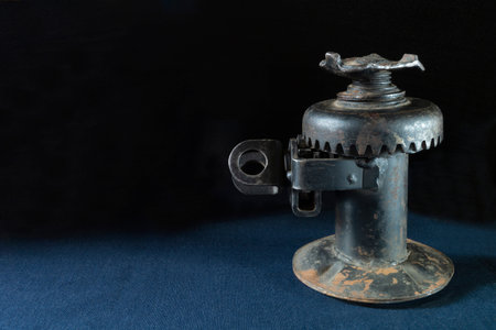 old car repair equipment. Industrial objects on a black background