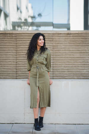 Beauty mixed race girl outdoors on the streetの写真素材