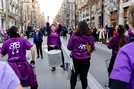 people demonstrating in the streets of Granada, on international womens dayのeditorial素材