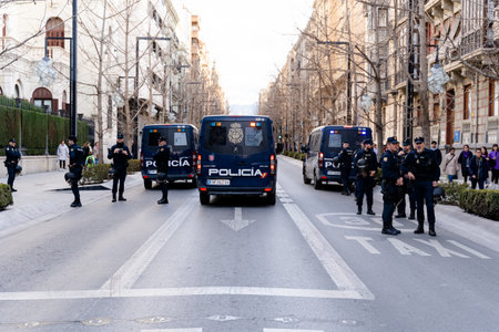 people demonstrating in the streets of Granada, on international womens dayのeditorial素材