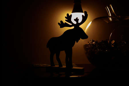 silhouette of a Christmas decoration figure in the shape of a reindeerの写真素材