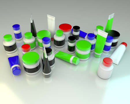 tubes and jars 3d render illustrationの写真素材
