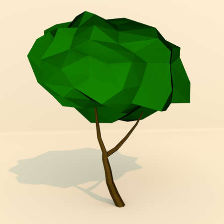 Low polygonal tree 3d render illustrationの写真素材
