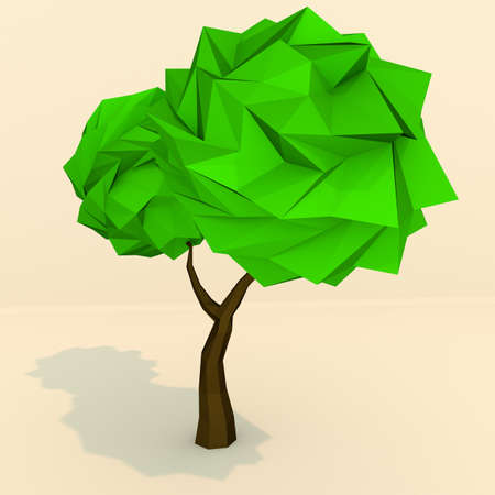 Low polygonal tree 3d render illustrationの写真素材