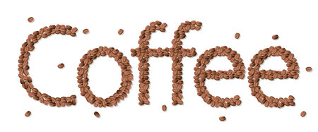 coffee word made from coffee beans on white background.のイラスト素材