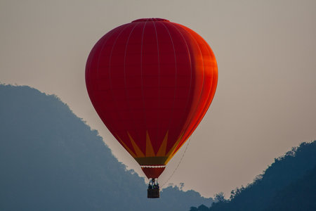Beautiful flight of air balloonの写真素材