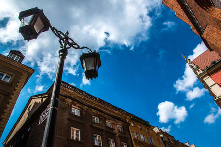 Lamp and blue color in Polandの写真素材