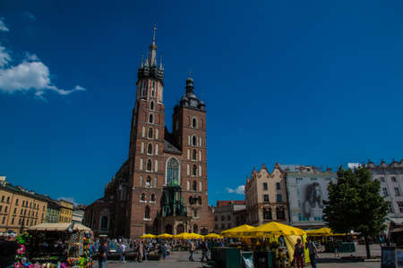 Krakow main square in summer, Polandのeditorial素材