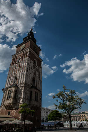 Main square, clouds and color blue in Polandのeditorial素材