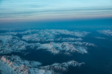 Alps landscape on flight in Italyの写真素材