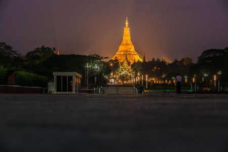 Yangon, charming Shwedagon pagoda in Myanmarの写真素材