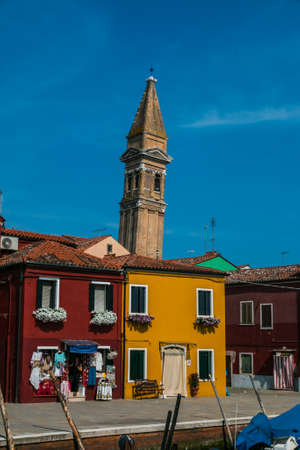 The Island of Burano near Venice, in Italyの写真素材