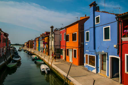 The Island of Burano near Venice, in Italyの写真素材