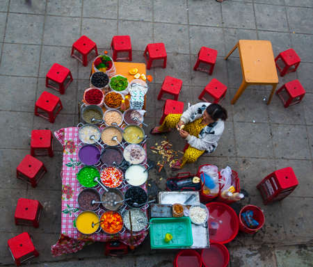 Tipical vietnamese restaurant near perfum river, Hue, Vietnamのeditorial素材