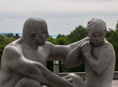 Statues in Vigeland park designed by Gustav Vigeland, Oslo, Norwayのeditorial素材