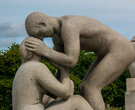 Statues in Vigeland park designed by Gustav Vigeland, Oslo, Norwayのeditorial素材