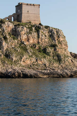 Watchtower in Porto Selvaggio park, Salento, Italy.の写真素材