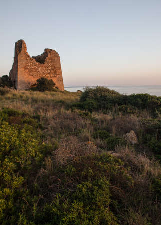 Uluzzo Tower, Ionian coast, Salento, Italyの写真素材