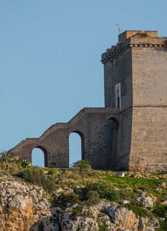 Watchtower in Porto Selvaggio park, Salento, Italy.の写真素材