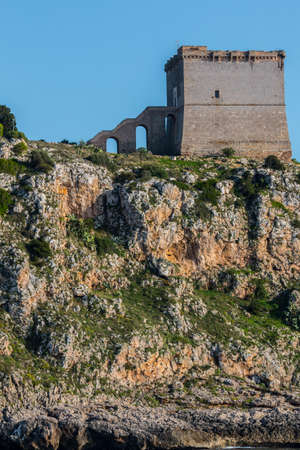 Watchtower in Porto Selvaggio park, Salento, Italy.の写真素材